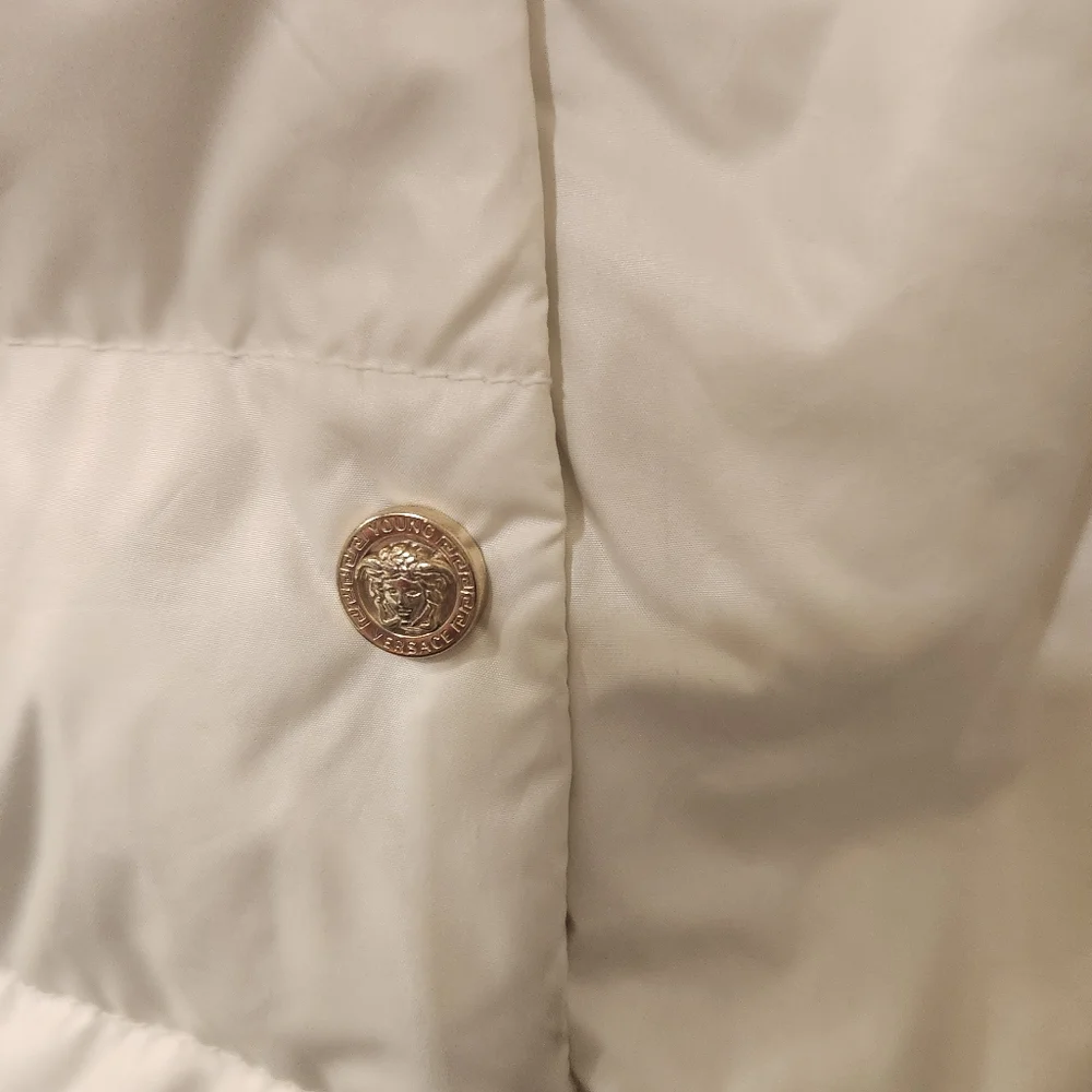Versace fur trim hood down filled puffer jacket size 8/10/12?